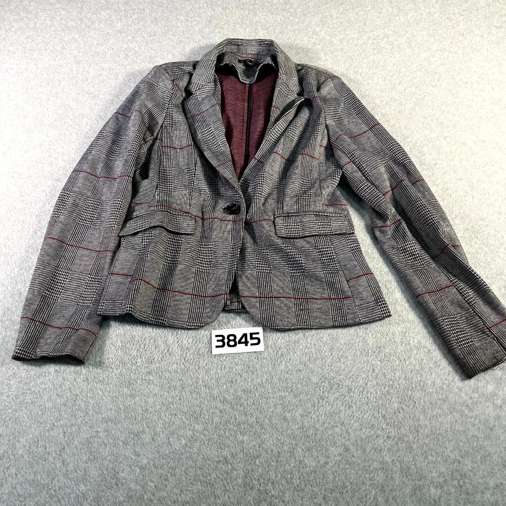 Love Tree Blazer Jacket Womens M Multicolor Houndstooth Plaid Stretch Formal